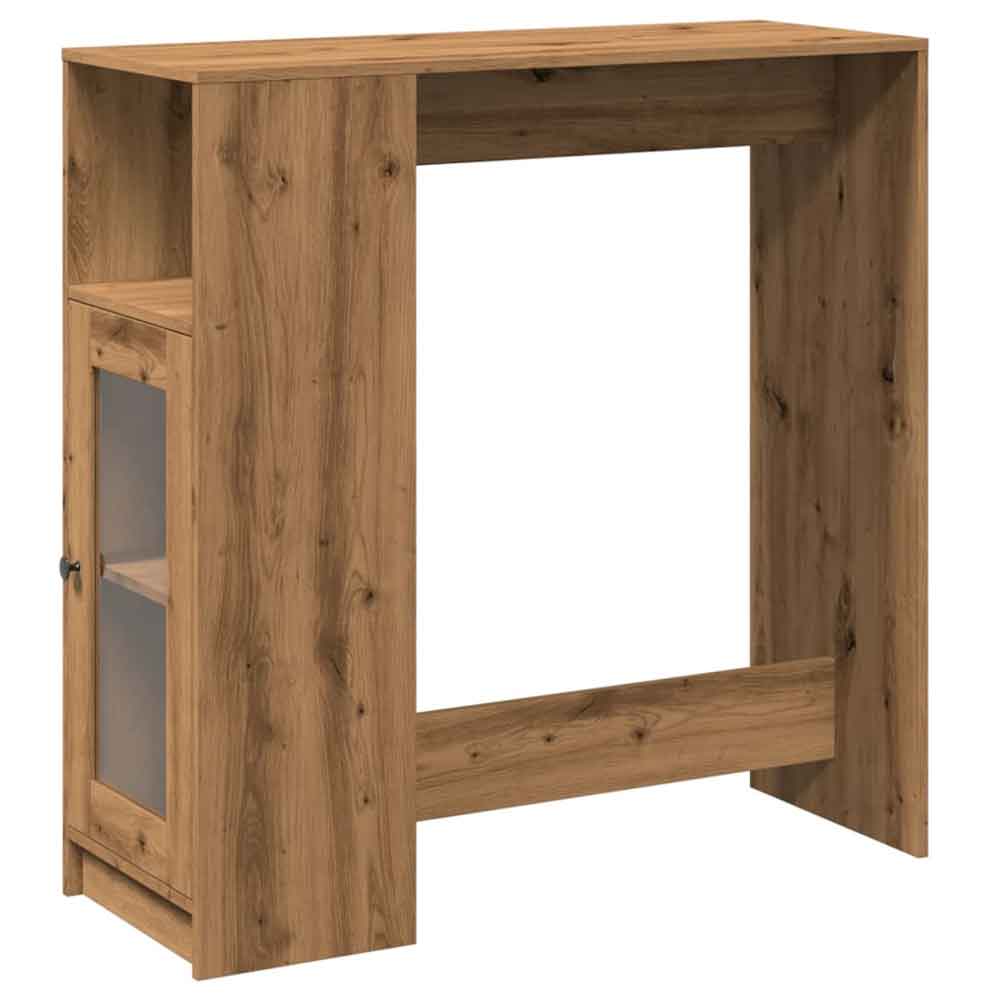 Alvero Wooden Rectangular Bar Table With 1 Door In Artisan Oak
