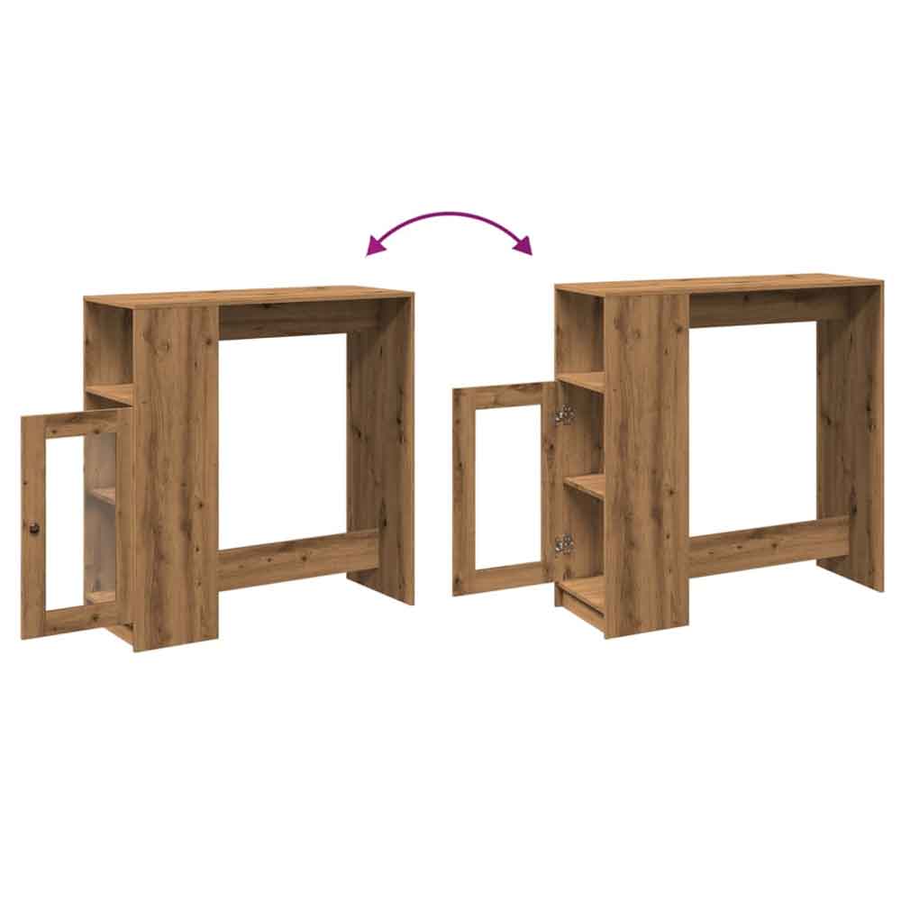 Alvero Wooden Rectangular Bar Table With 1 Door In Artisan Oak