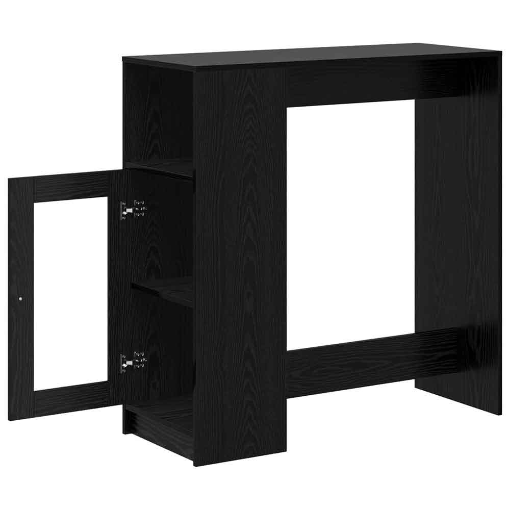 Alvero Wooden Rectangular Bar Table With 1 Door In Black Oak