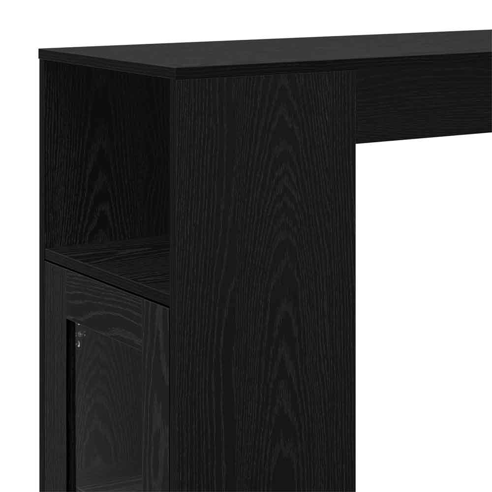 Alvero Wooden Rectangular Bar Table With 1 Door In Black Oak