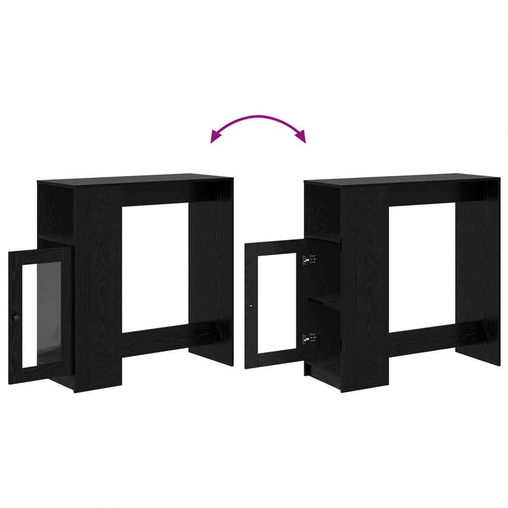 Alvero Wooden Rectangular Bar Table With 1 Door In Black Oak