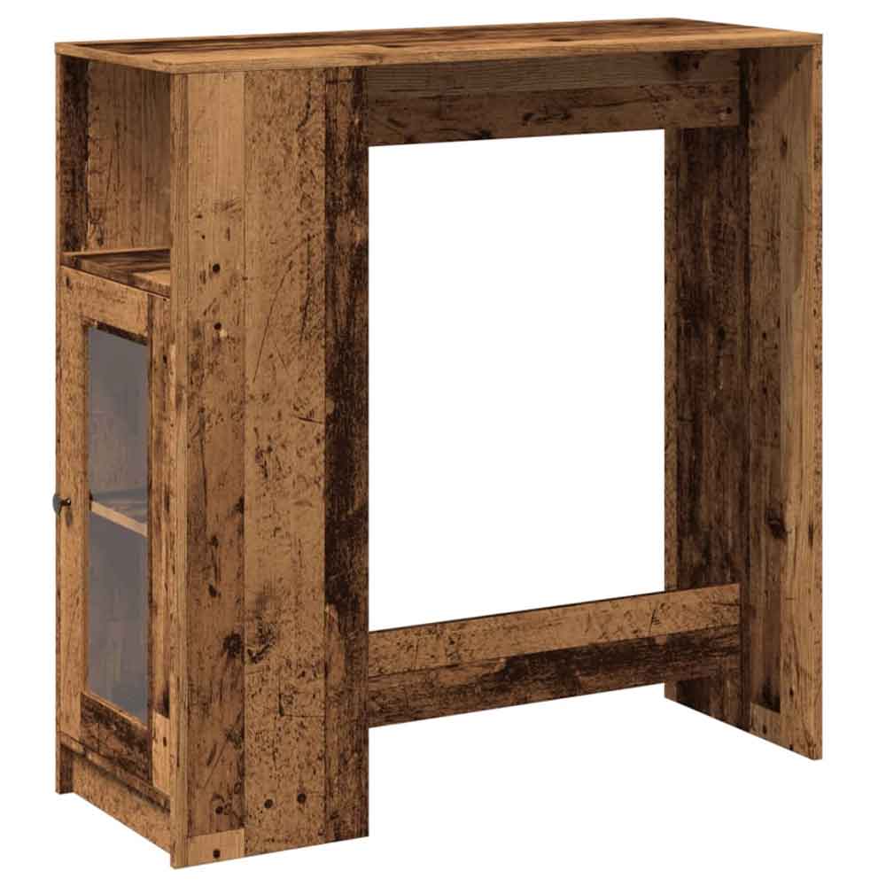 Alvero Wooden Rectangular Bar Table With 1 Door In Brown