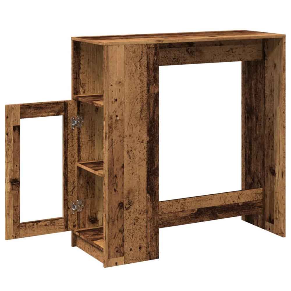 Alvero Wooden Rectangular Bar Table With 1 Door In Brown