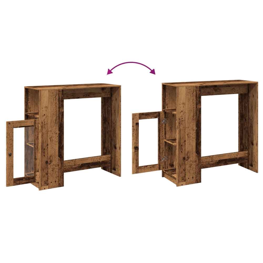 Alvero Wooden Rectangular Bar Table With 1 Door In Brown