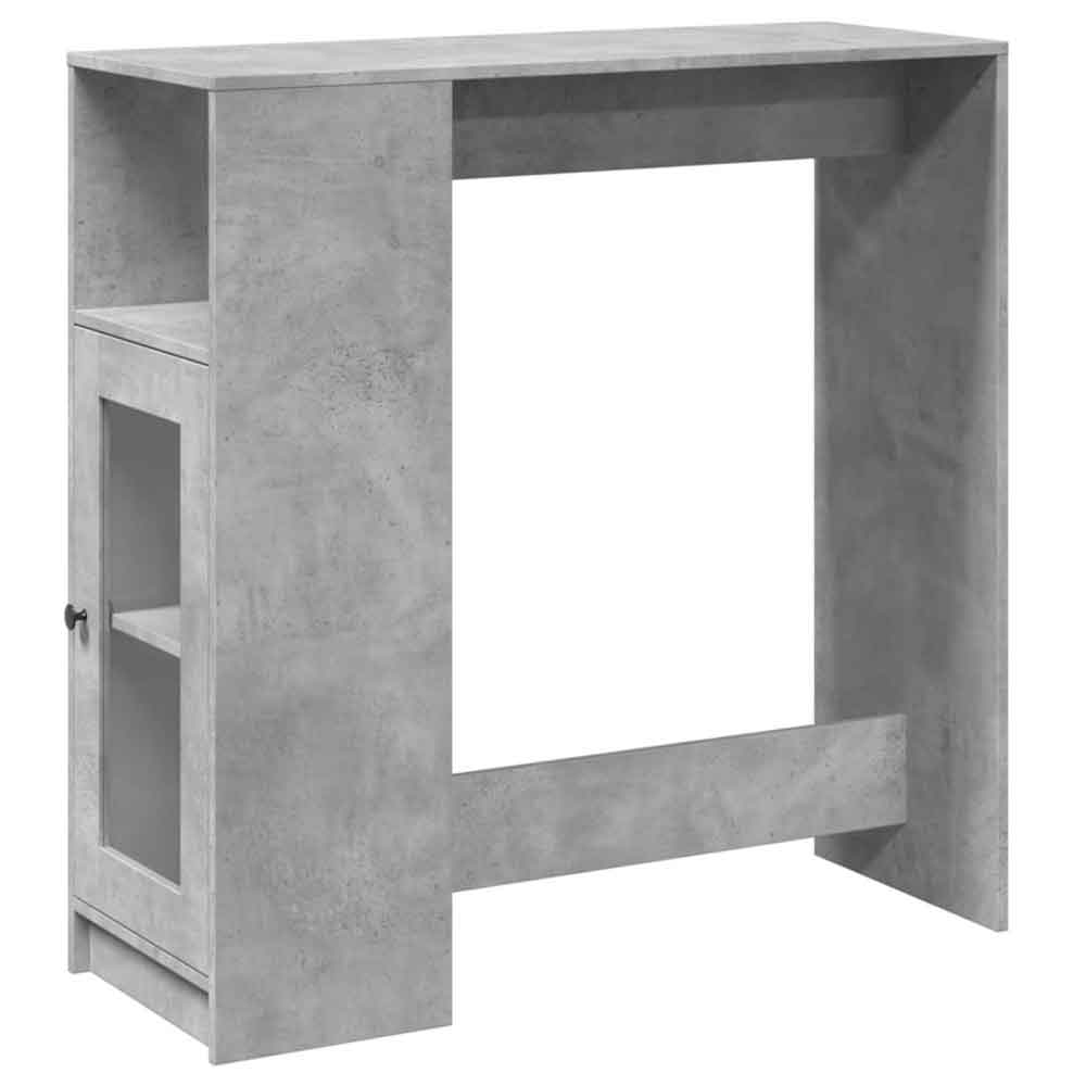 Alvero Wooden Rectangular Bar Table With 1 Door In Concrete Grey