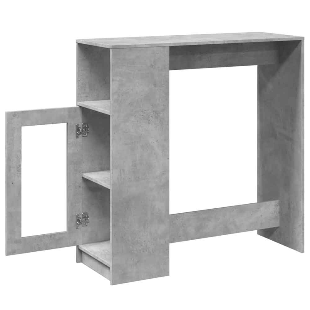 Alvero Wooden Rectangular Bar Table With 1 Door In Concrete Grey