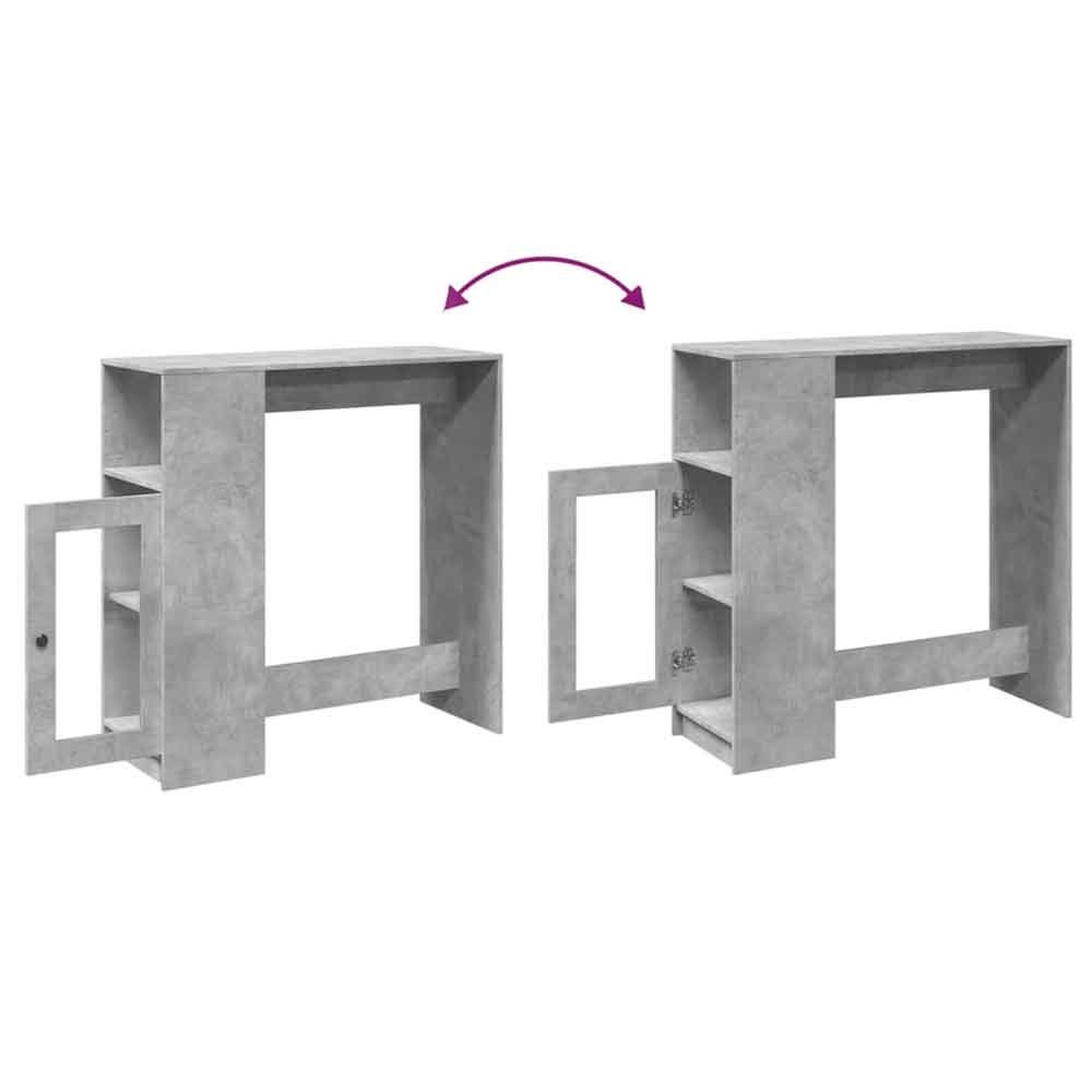 Alvero Wooden Rectangular Bar Table With 1 Door In Concrete Grey