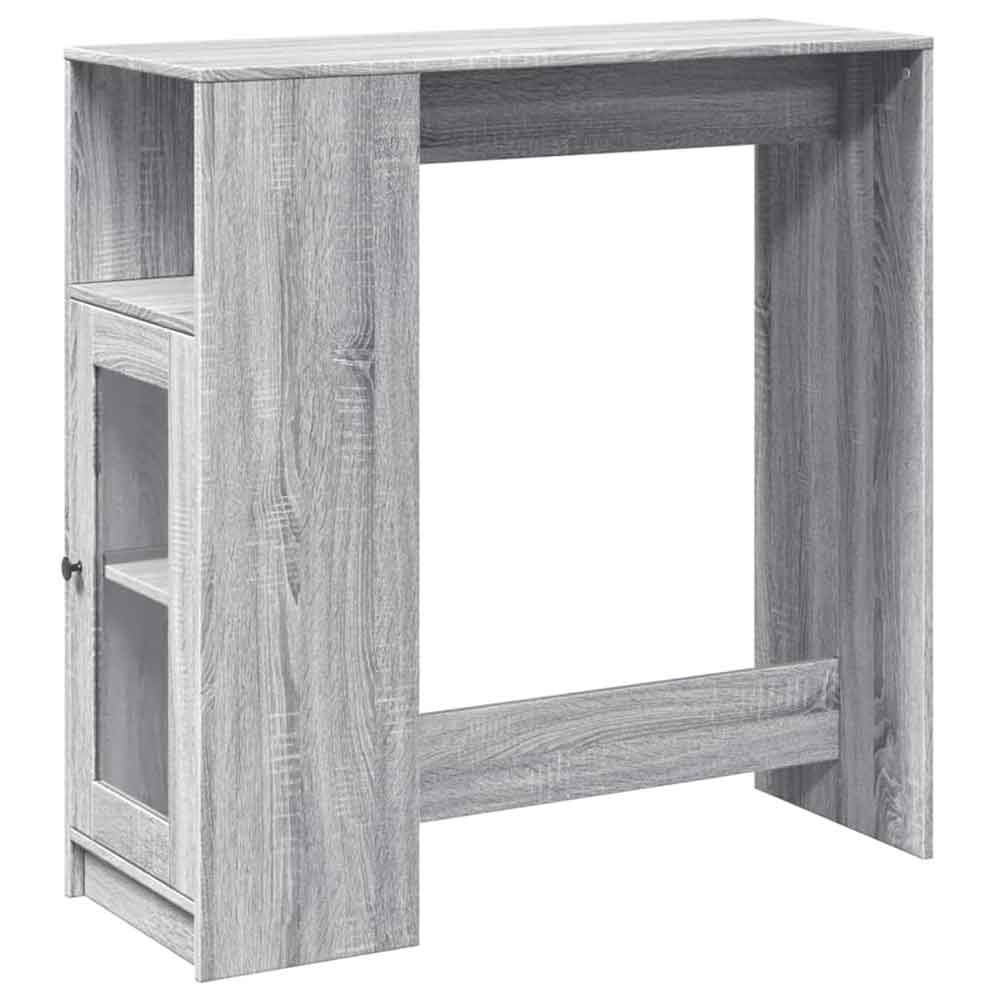 Alvero Wooden Rectangular Bar Table With 1 Door In Grey Sonoma
