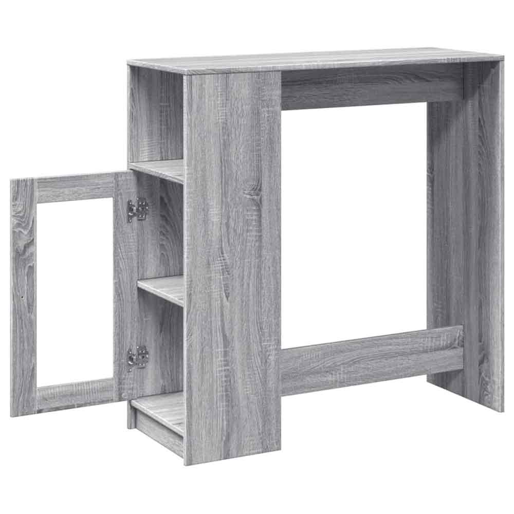 Alvero Wooden Rectangular Bar Table With 1 Door In Grey Sonoma
