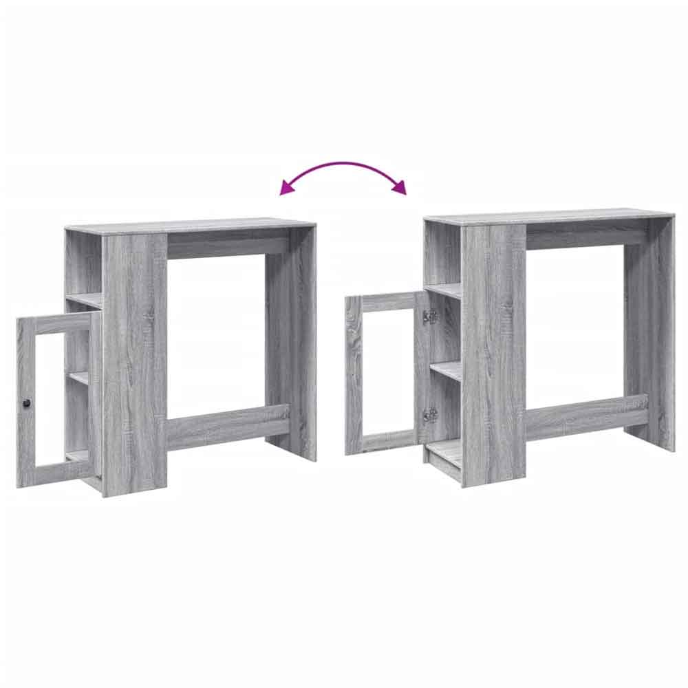 Alvero Wooden Rectangular Bar Table With 1 Door In Grey Sonoma