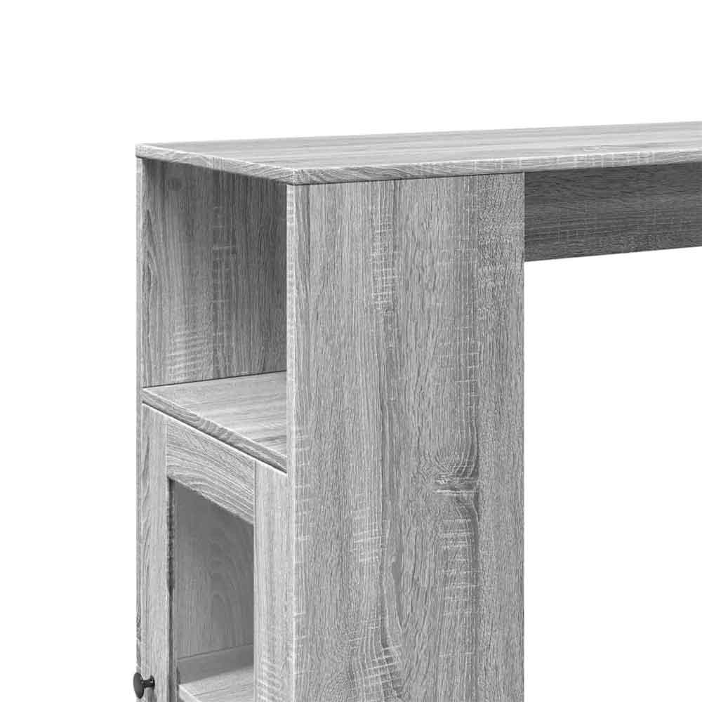 Alvero Wooden Rectangular Bar Table With 1 Door In Grey Sonoma