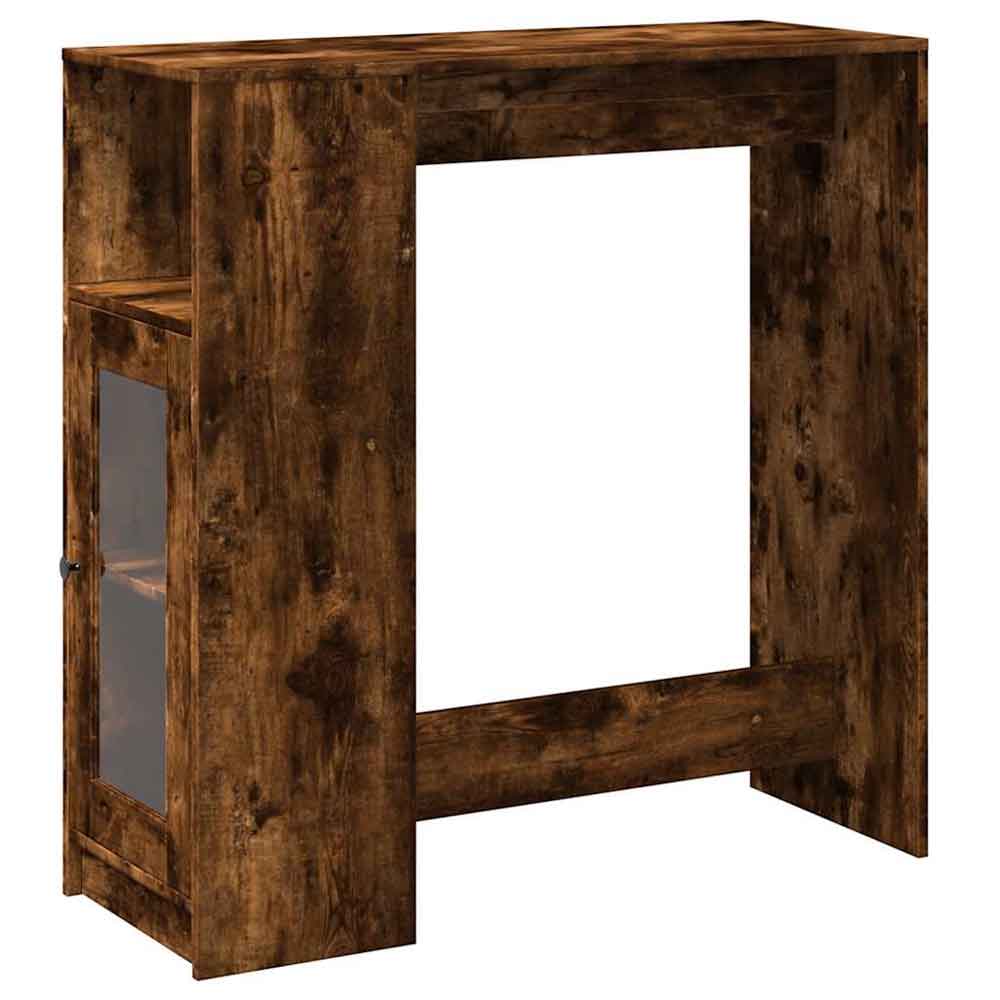 Alvero Wooden Rectangular Bar Table With 1 Door In Smoked Oak