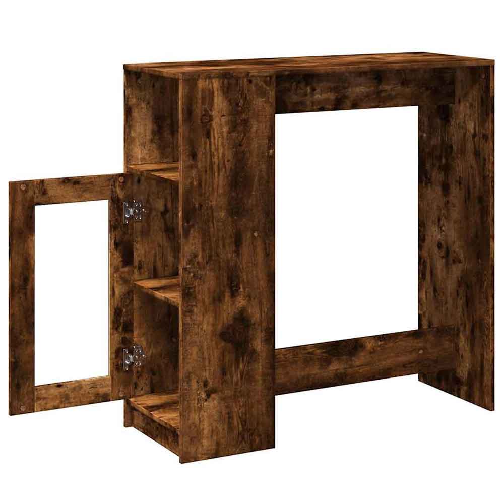 Alvero Wooden Rectangular Bar Table With 1 Door In Smoked Oak