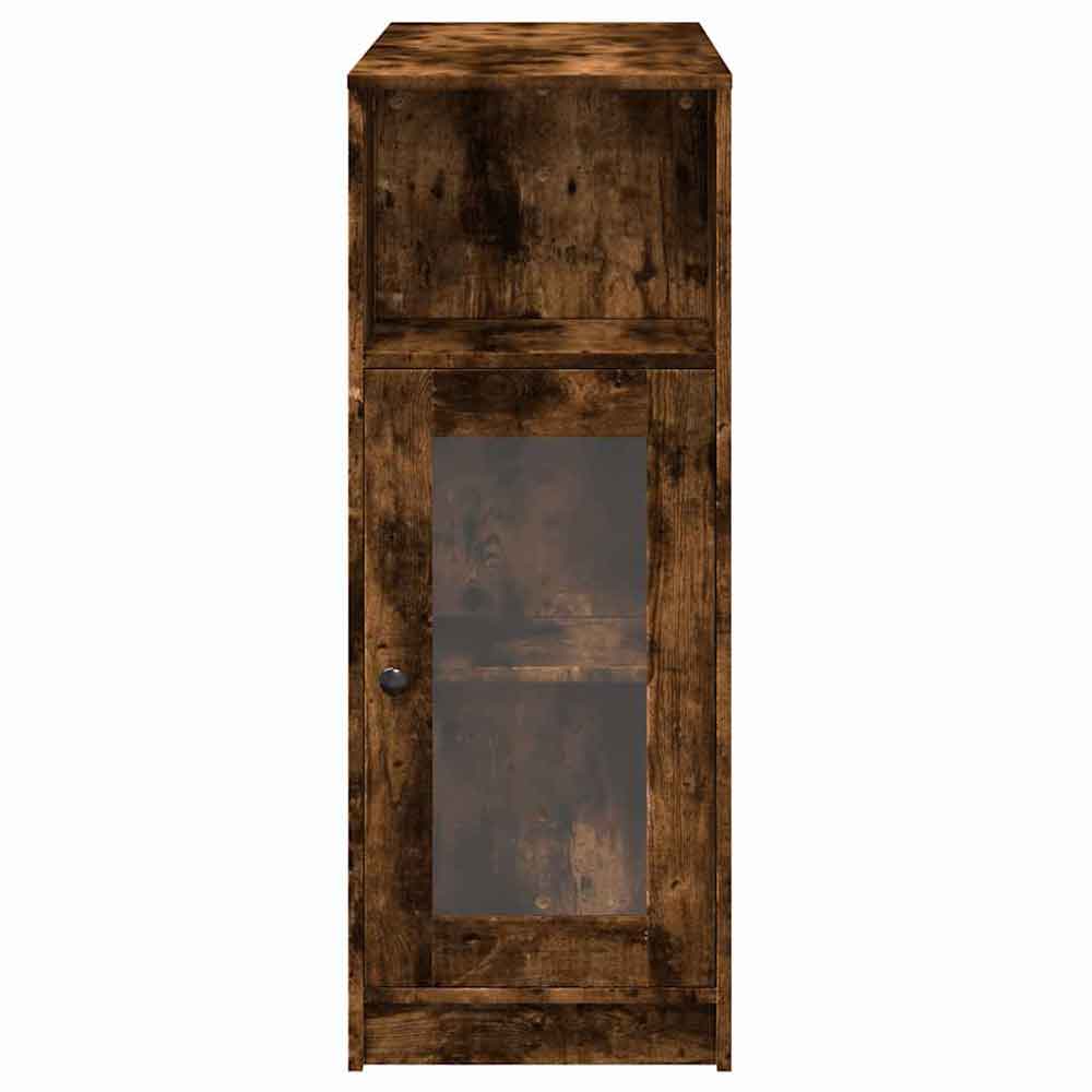 Alvero Wooden Rectangular Bar Table With 1 Door In Smoked Oak