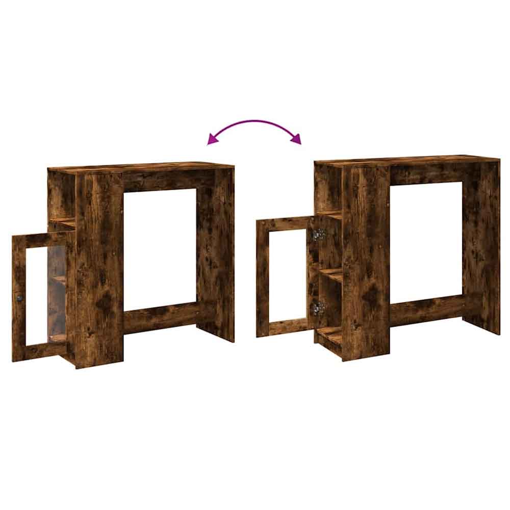 Alvero Wooden Rectangular Bar Table With 1 Door In Smoked Oak
