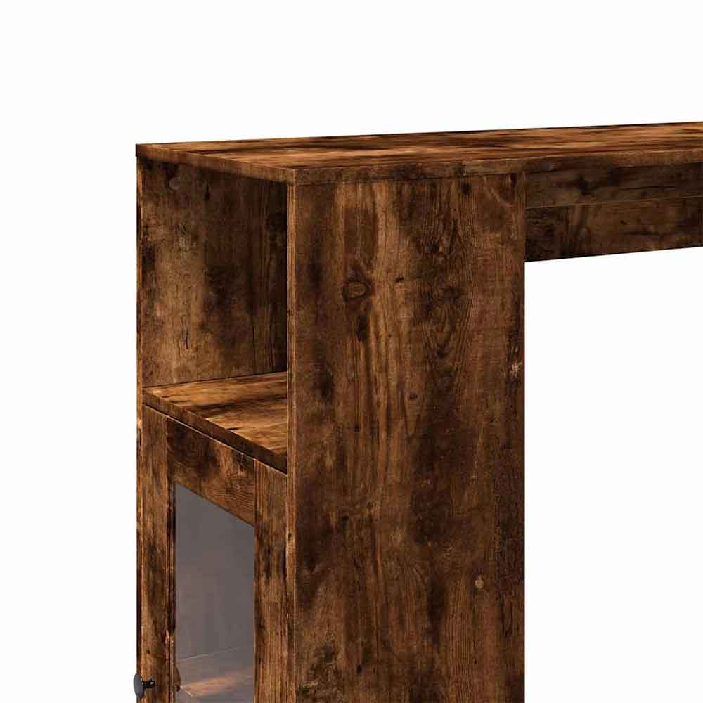 Alvero Wooden Rectangular Bar Table With 1 Door In Smoked Oak