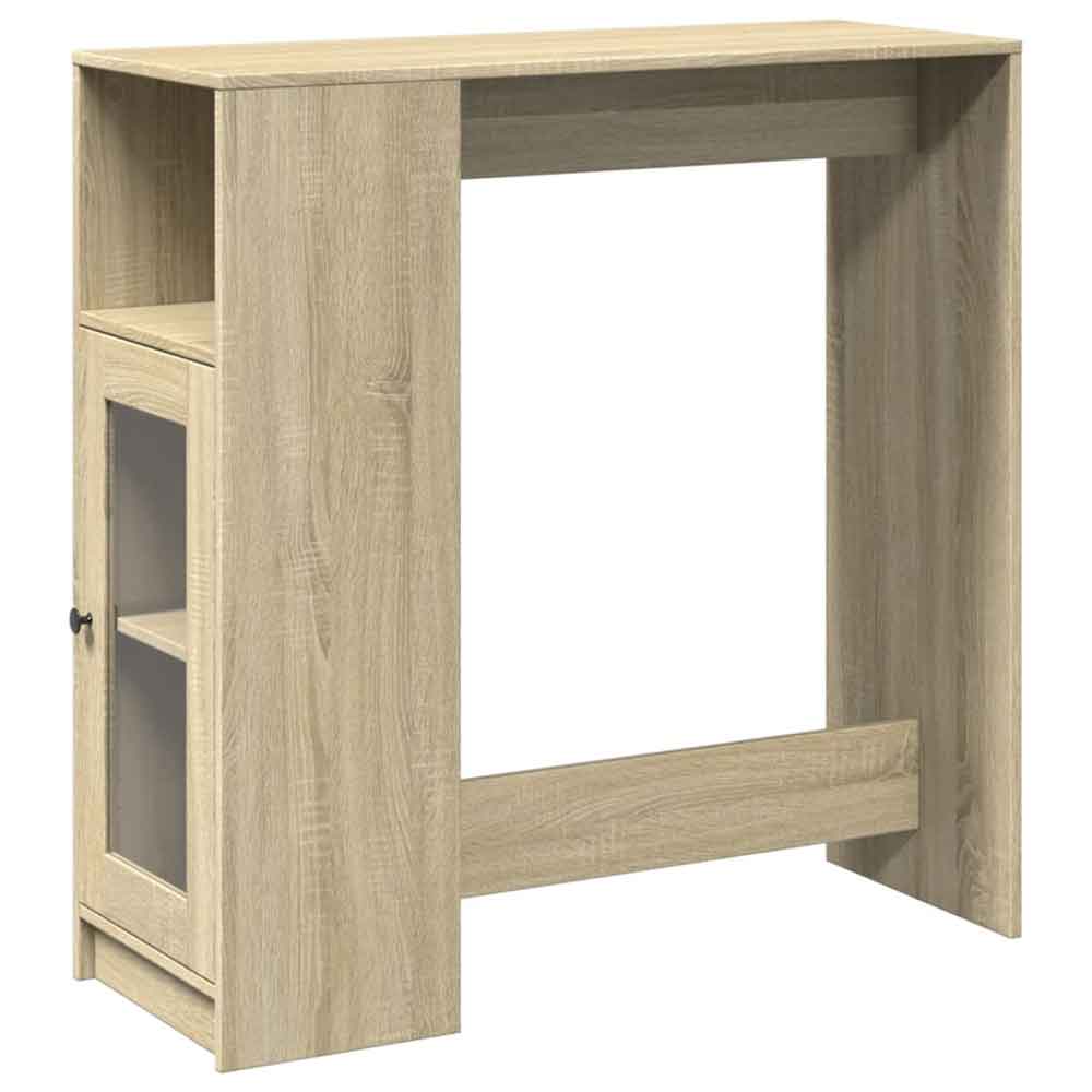 Alvero Wooden Rectangular Bar Table With 1 Door In Sonoma Oak