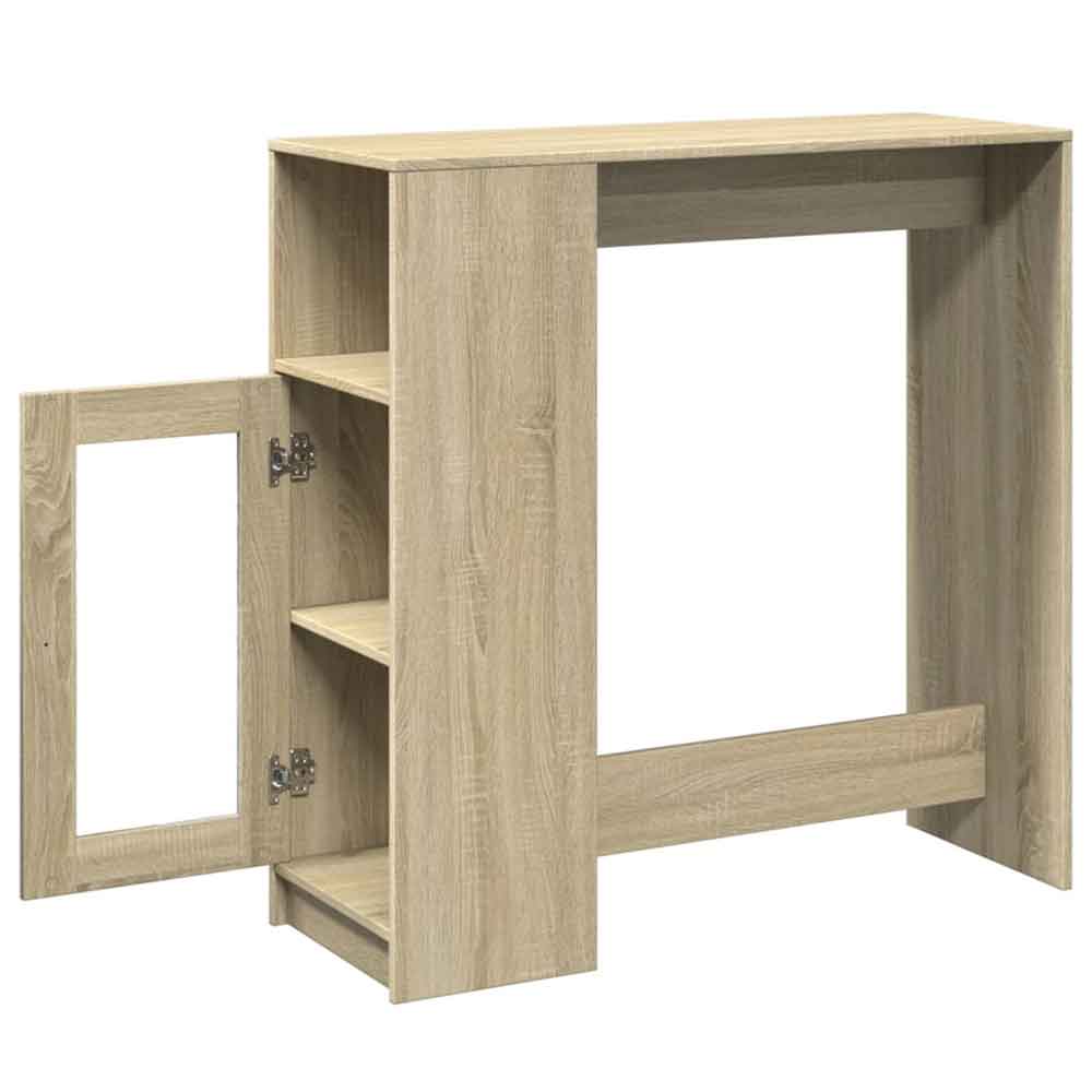 Alvero Wooden Rectangular Bar Table With 1 Door In Sonoma Oak