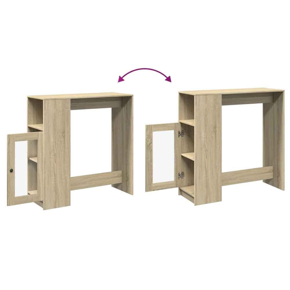 Alvero Wooden Rectangular Bar Table With 1 Door In Sonoma Oak