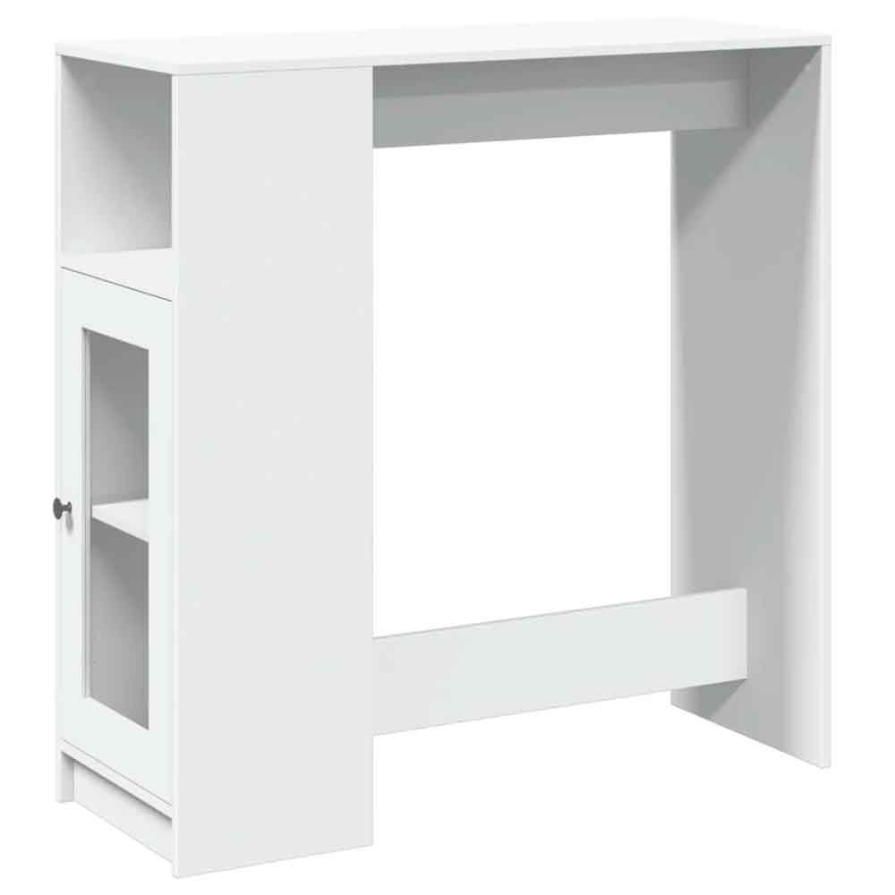 Alvero Wooden Rectangular Bar Table With 1 Door In White