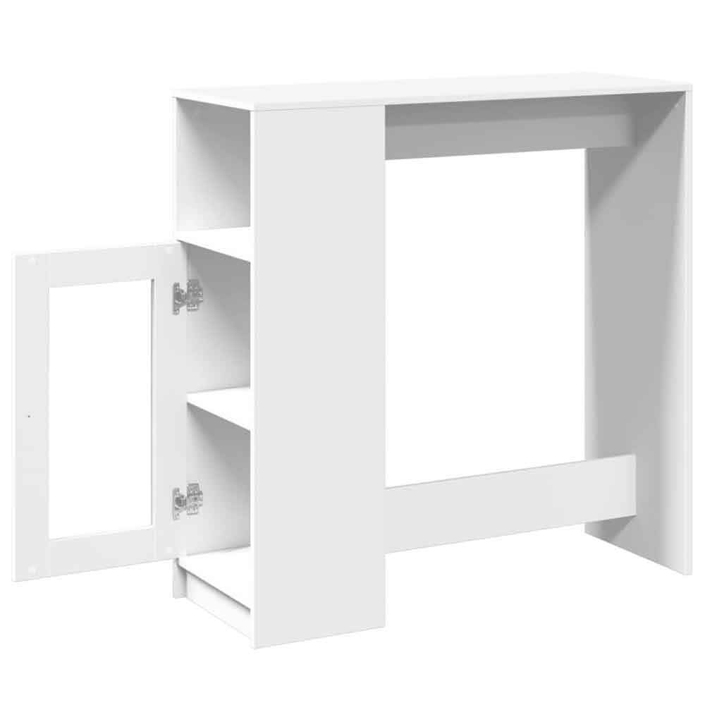 Alvero Wooden Rectangular Bar Table With 1 Door In White