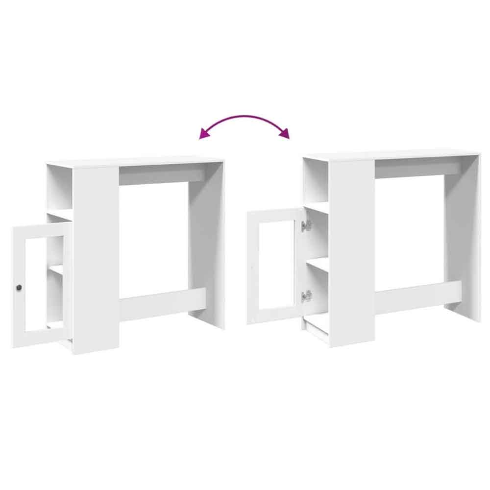 Alvero Wooden Rectangular Bar Table With 1 Door In White