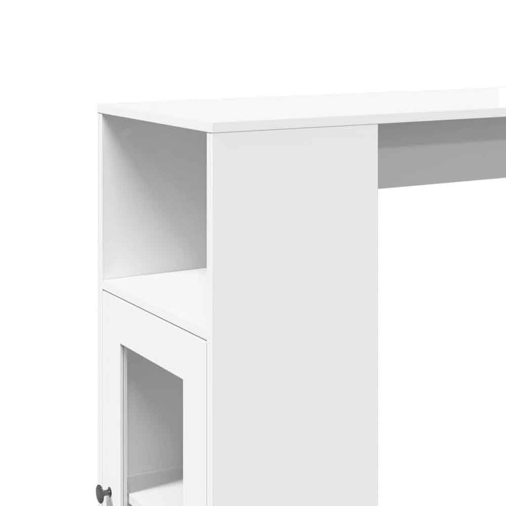 Alvero Wooden Rectangular Bar Table With 1 Door In White