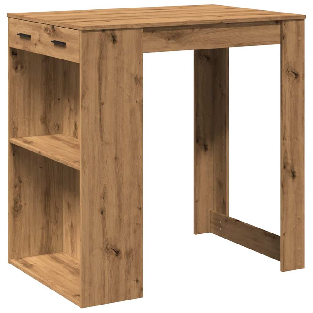 Alvero Wooden Rectangular Bar Table With 1 Drawer In Artisan Oak