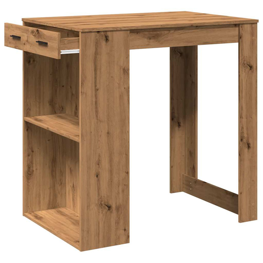 Alvero Wooden Rectangular Bar Table With 1 Drawer In Artisan Oak