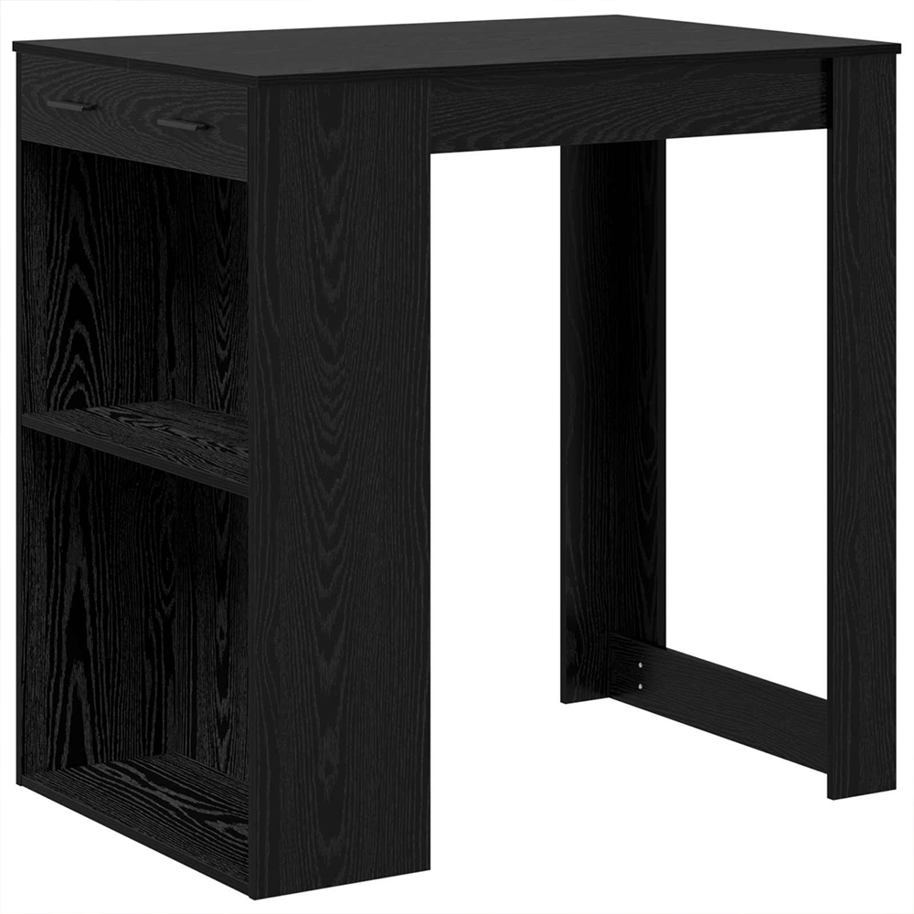 Alvero Wooden Rectangular Bar Table With 1 Drawer In Black Oak