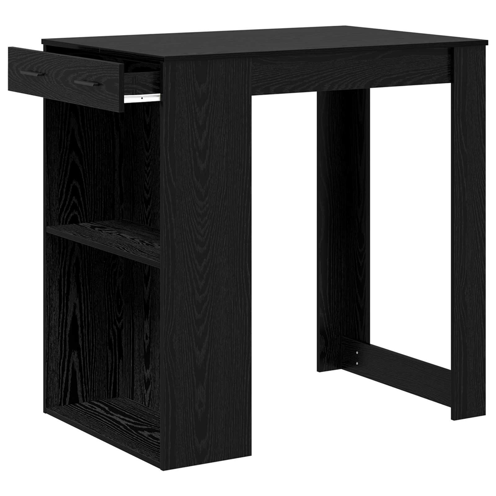Alvero Wooden Rectangular Bar Table With 1 Drawer In Black Oak