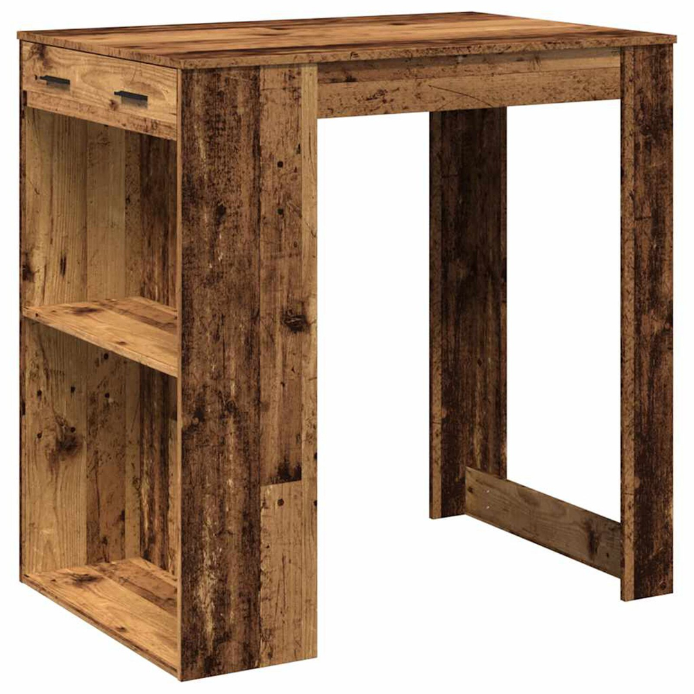 Alvero Wooden Rectangular Bar Table With 1 Drawer In Brown