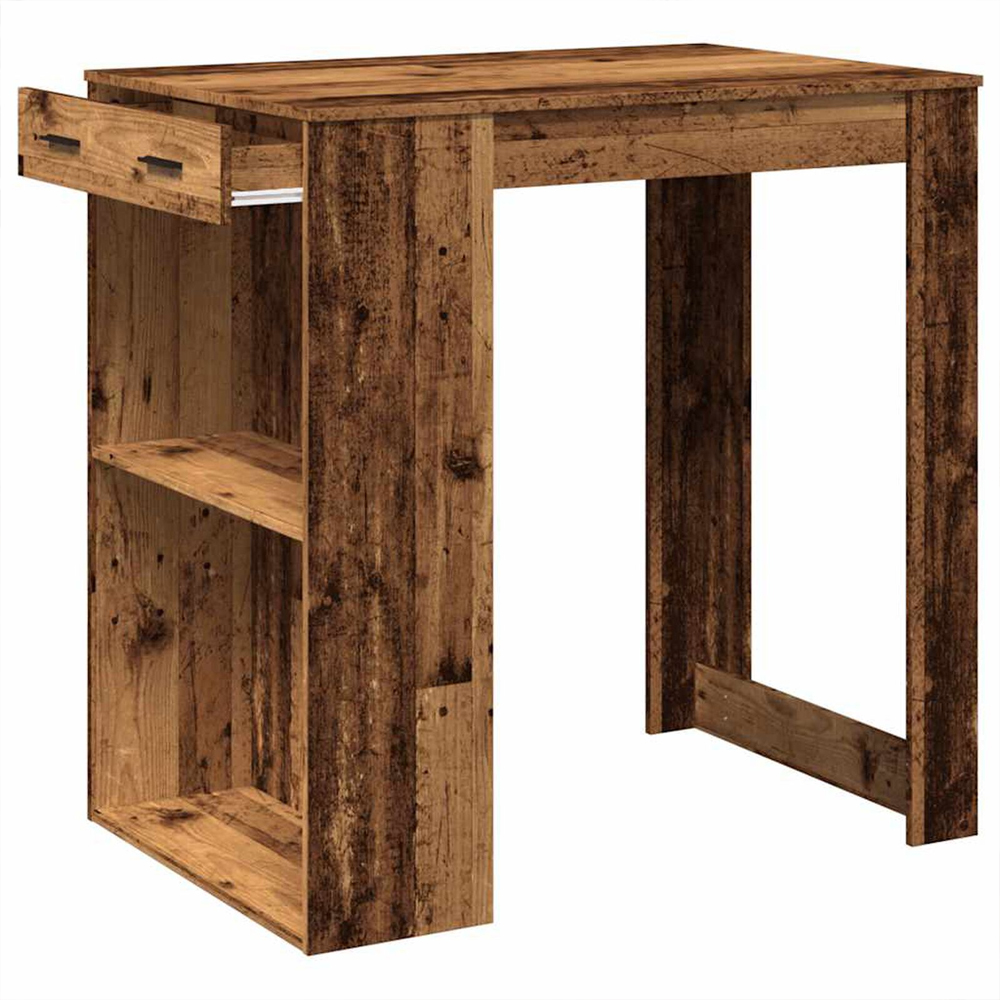 Alvero Wooden Rectangular Bar Table With 1 Drawer In Brown