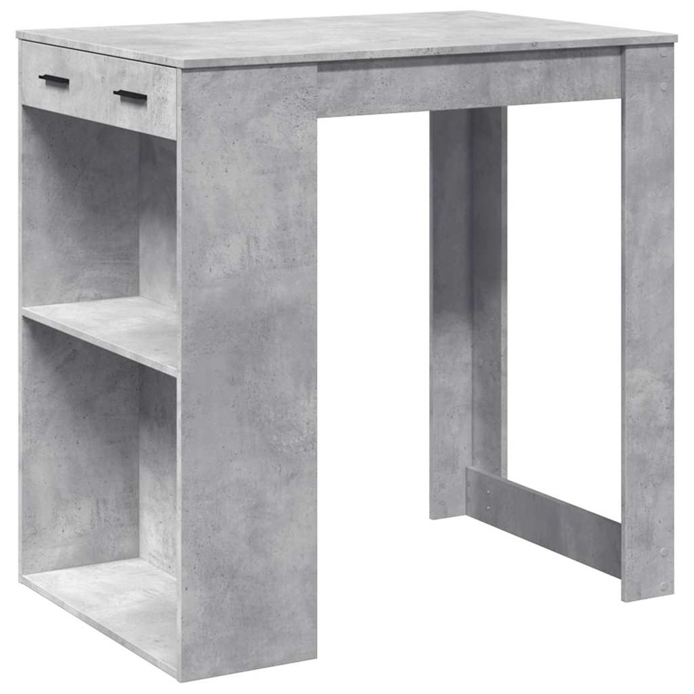 Alvero Wooden Rectangular Bar Table With 1 Drawer In Concrete Grey