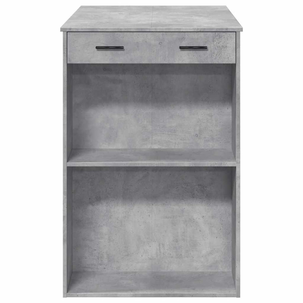 Alvero Wooden Rectangular Bar Table With 1 Drawer In Concrete Grey