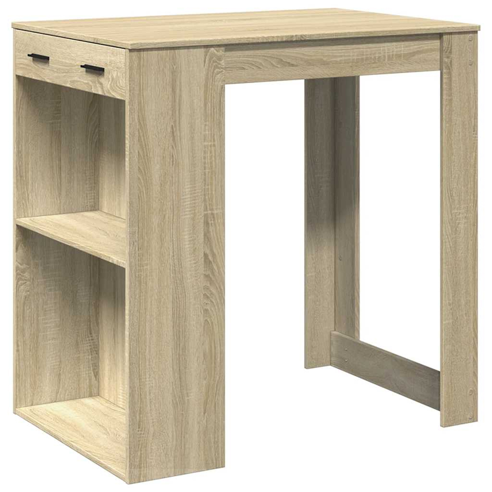 Alvero Wooden Rectangular Bar Table With 1 Drawer In Sonoma Oak
