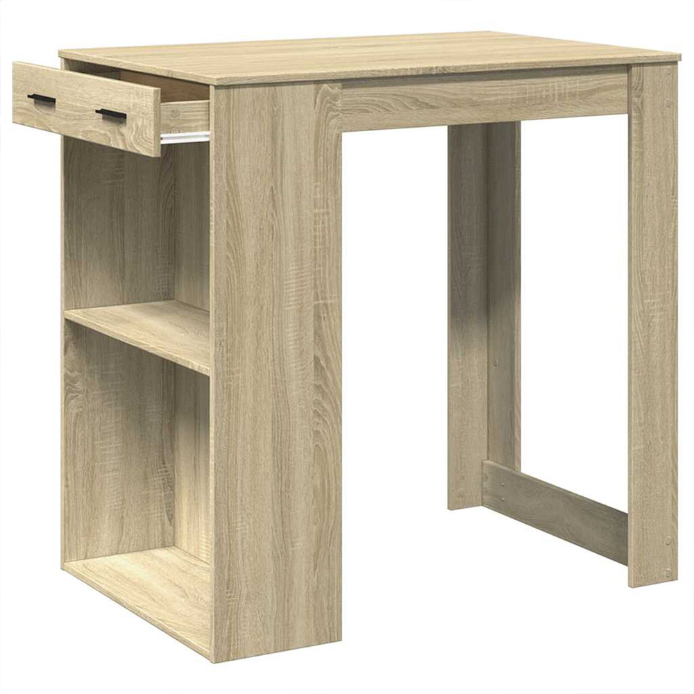 Alvero Wooden Rectangular Bar Table With 1 Drawer In Sonoma Oak