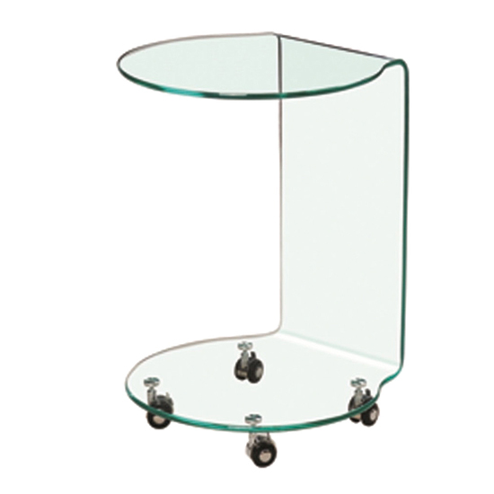 Alvescot Contemporary Glass Lamp Table With Castors In Clear
