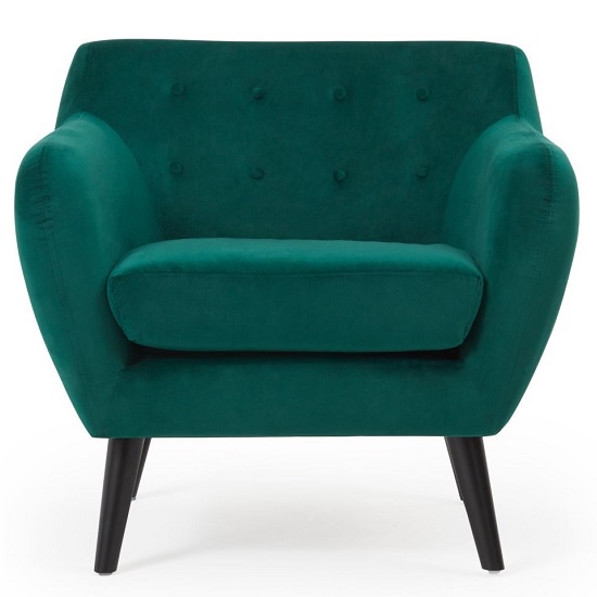 Alvoy Velvet Armchair In Green With Black Legs_2