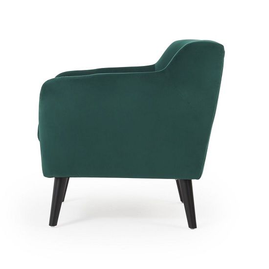 Alvoy Velvet Armchair In Green With Black Legs_3