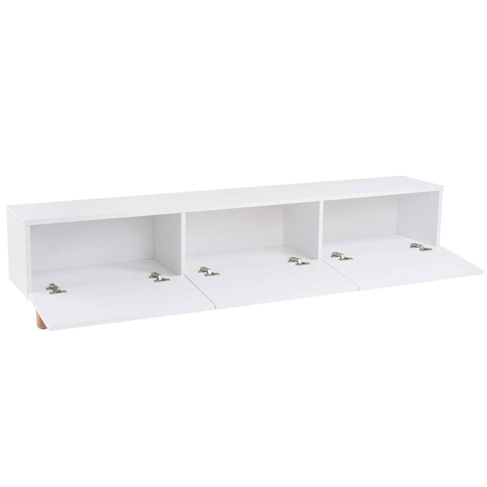 Alvin Wooden TV Stand with 3 Doors in White