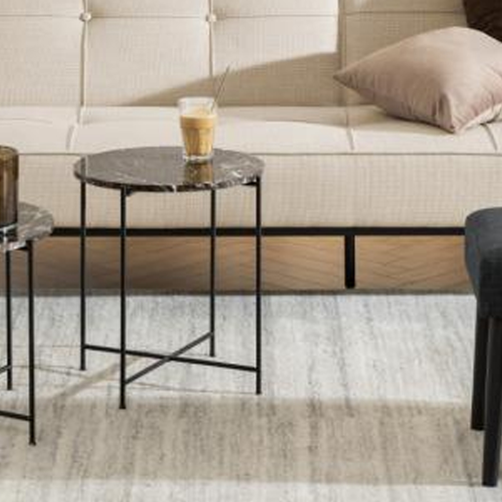 Alvina Large Marble Round Side Table - Brown Emperador