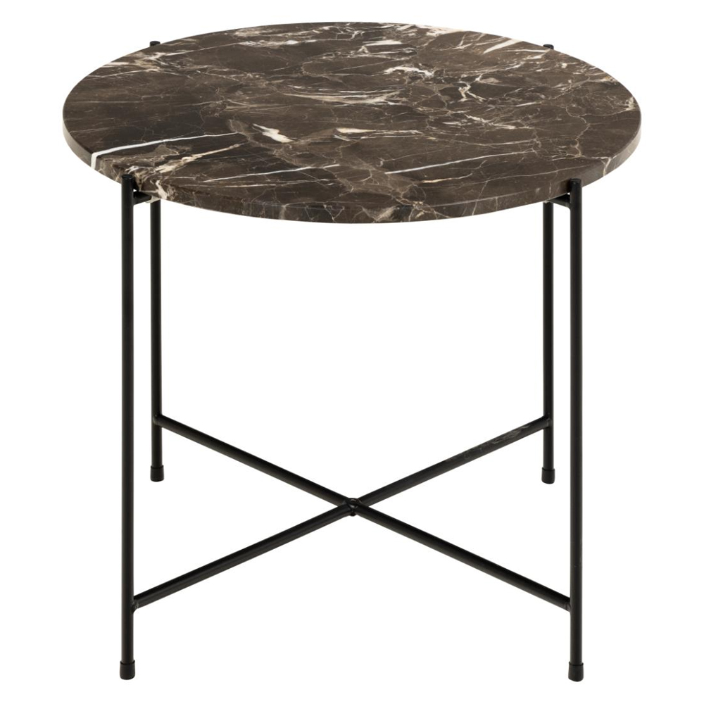 Alvina Large Marble Round Side Table - Brown Emperador
