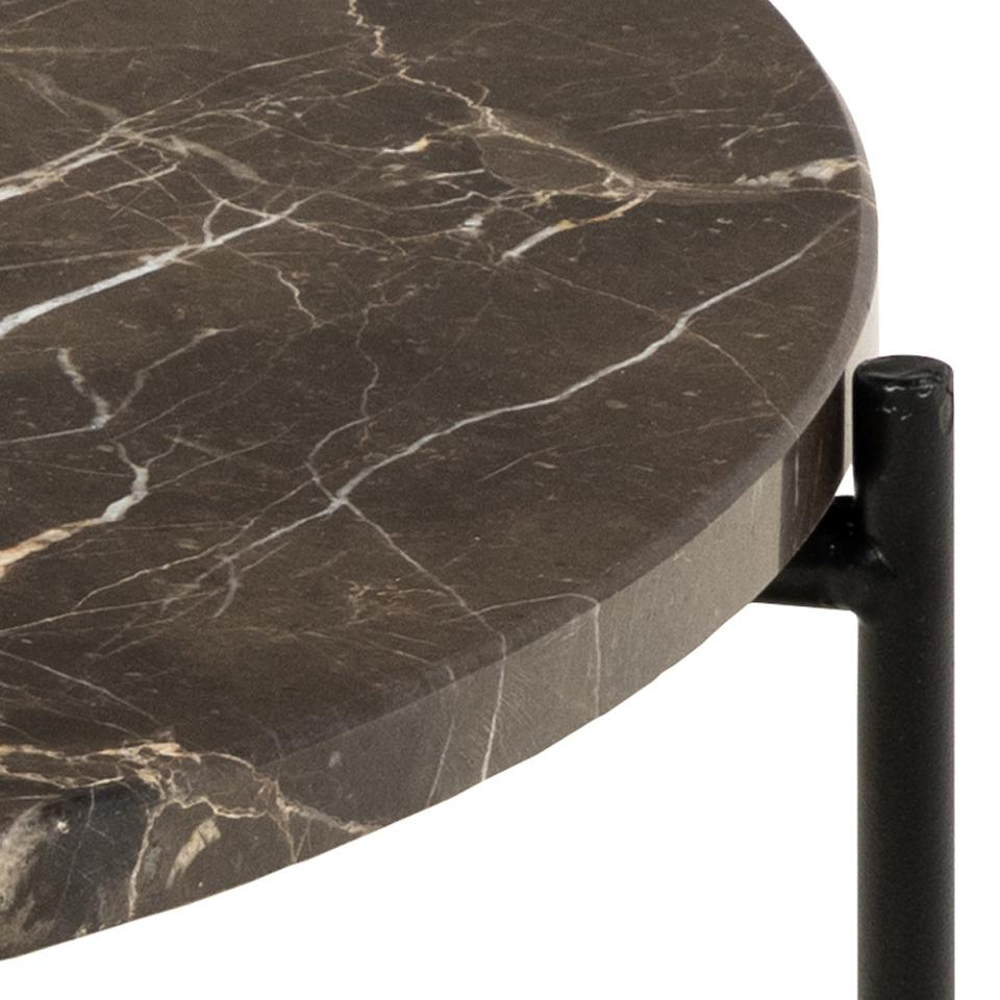 Alvina Large Marble Round Side Table - Brown Emperador