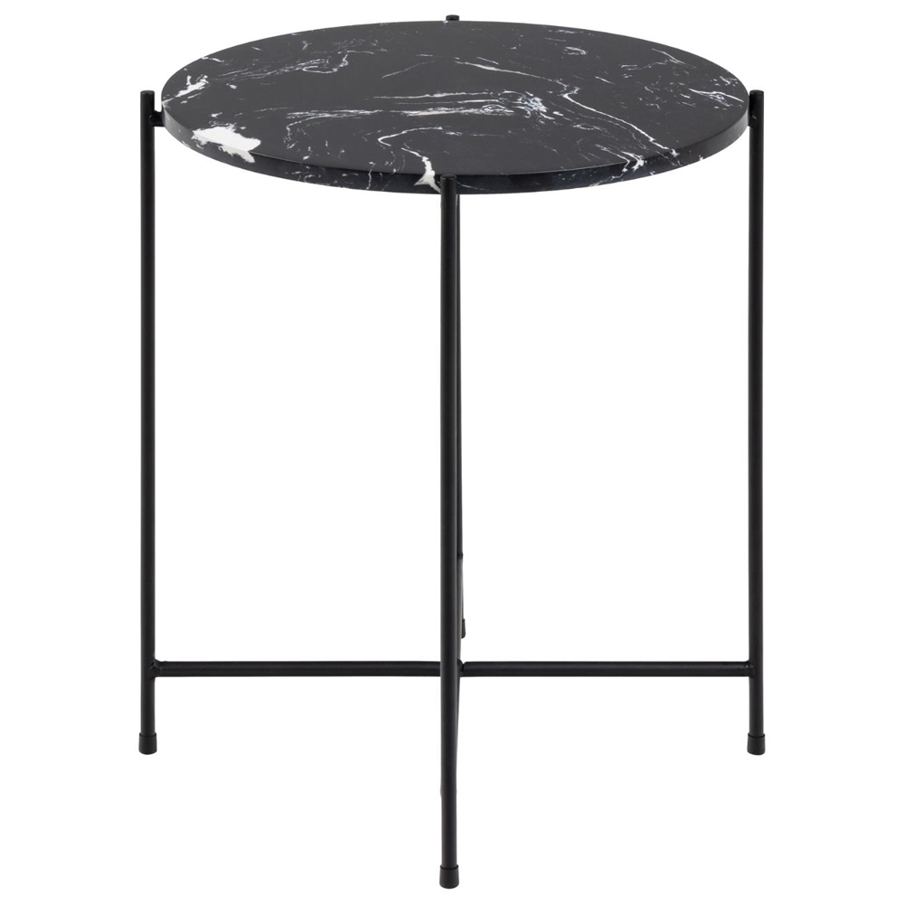Alvina Small Marble Round Side Table - Black