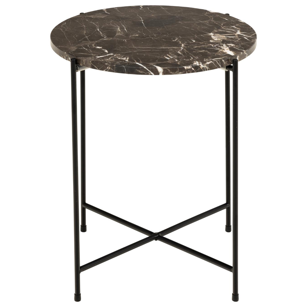 Alvina Small Marble Round Side Table - Brown Emperador