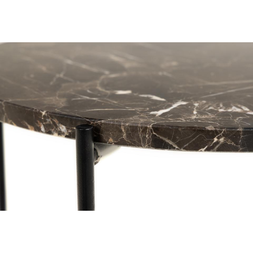 Alvina Small Marble Round Side Table - Brown Emperador