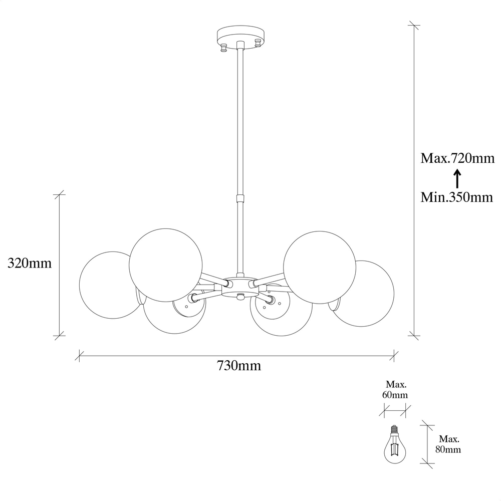 Akkas 6 Light Metal Ceiling Pendant Light in Vintage