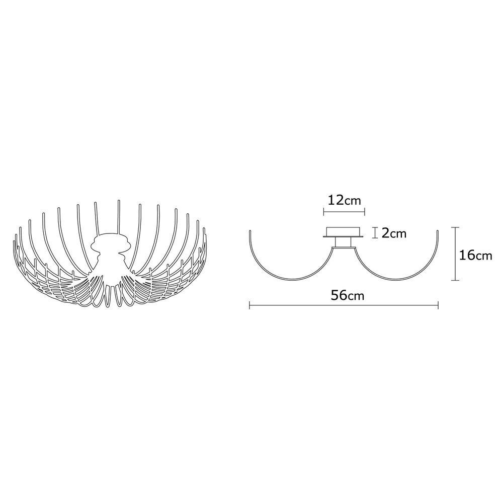 Aspendos Large Metal Semi-Flush Ceiling Light in Black