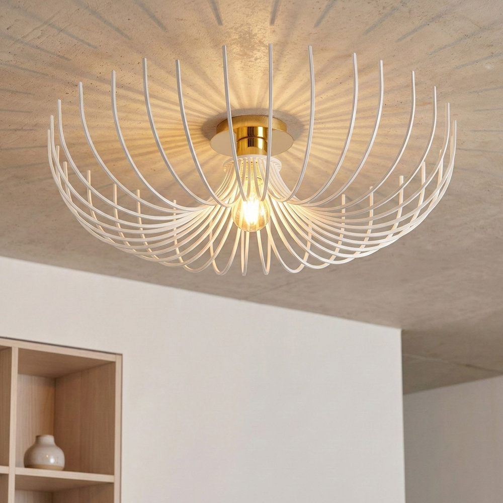 Aspendos Large Metal Semi-Flush Ceiling Light in White